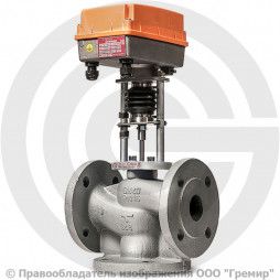 Клапан регулирующий смесительно-разделительный чугунный фланцевый Ду-25 Ру-16 Kvs=8 м3/ч с электроприводом 3-х позиционным TSL-1600-25-1-230-IP67 230В TRV-3 Теплосила