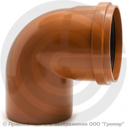 Отвод НПВХ (ПВХ) с раструбом коричневый Дн 160 87гр б/нап в/к Агригазполимер