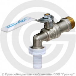 Кран латунный водоразборный Ду-20 (3/4") Ру-16 НР-Штуцер никель рычаг Aquasfera 1119