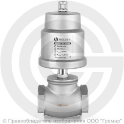 Клапан запорно-регулирующий нержавеющий НЗ Ду-65 (2 1/2") Ру-16 ВР (ВН) Kvs=70м3/ч с нержавеющим пневмоприводом 100мм PV Helver