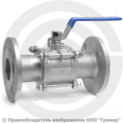 Кран нержавеющий AISI 316 (CF8M) трехсоставной фланцевый Ду-65 (2 1/2") Ру-16 NK-BF65/6