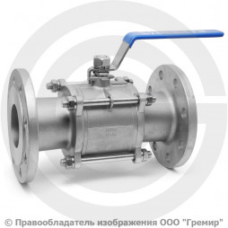 Кран нержавеющий AISI 316 (CF8M) трехсоставной фланцевый Ду-80 (3") Ру-16 NK-BF80/6