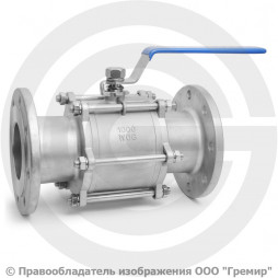 Кран нержавеющий AISI 316 (CF8M) трехсоставной фланцевый Ду-100 (4") Ру-16 NK-BF100/6