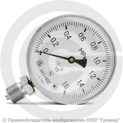 Манометр радиальный диаметр 100мм 0-16 кгс/см2 (0-1,6 МПа) G1/2" МТ-100 Багория