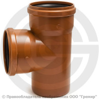 Тройник НПВХ (ПВХ) с раструбом коричневый Дн 160-110 87гр б/нап в/к Агригазполимер