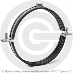 Хомут крепежный оцинкованный с резиновой прокладкой Ду-150 (Дн 155-170) (6") М16 б/к