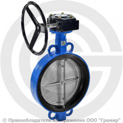 Затвор дисковый поворотный межфланцевый с редуктором Ду-250 Ру-10/16 EPDM с чугунным диском Китай