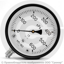 Манометр радиальный диаметр 160мм 0-6 кгс/см2 (0-0,6 МПа) М20х1,5 МТ-160 Багория