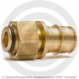 Соединитель аксиальный латунный для PE-X труб Дн 16-3/4" под евроконус с накидной гайкой GX179 Giacomini GX179Y053