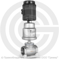 Клапан запорно-регулирующий нержавеющий Ду-15 (1/2") Ру-16 ВР (ВН) Kvs=3,8м3/ч с нержавеющим пневмоприводом 50мм и позиционером PV Helver