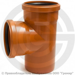 Тройник НПВХ (ПВХ) с раструбом коричневый Дн 500-250 87гр б/нап в/к Ostendorf KGEA