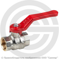 Кран латунный Ду-25 (1") Ру-40 ВР (ВН) никель полнопроходной рычаг красный Dist Эксперт