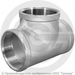 Тройник муфтовый резьбовой нержавеющий AISI 304 ВР (ВН) Ду-100 (4")