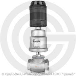 Клапан запорно-регулирующий нержавеющий Ду-65 (2 1/2") Ру-16 ВР (ВН) Kvs=70м3/ч с нержавеющим пневмоприводом 100мм и позиционером PV Helver