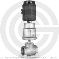 Клапан запорно-регулирующий нержавеющий Ду-65 (2 1/2") Ру-16 ВР (ВН) Kvs=70м3/ч с нержавеющим пневмоприводом 100мм и позиционером PV Helver