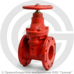 Задвижка чугунная фланцевая Ду-100 Ру-16 (Т<150°С) красная 30ч39р (МЗВГ) Зав. им. Гаджиева