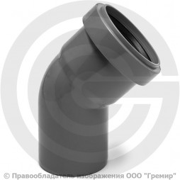 Отвод PP-H серый Дн 50 45гр б/нап в/к Ostendorf HT HTB