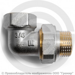 Американка (соединитель) латунная угловая ВР-НР (ВН-НАР) Ду-25 (1") никель Aquasfera