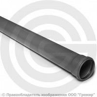Труба НПВХ (ПВХ) канализационная серая Дн 50х3,2 безнапорная L=1м в/к ТУ 6-19-307-86 Агригазполимер