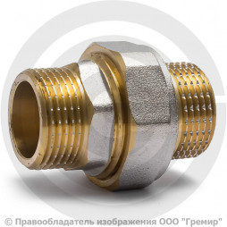 Американка (соединитель) латунная прямая НР (НАР) Ду-15 (1/2") никель Aquasfera