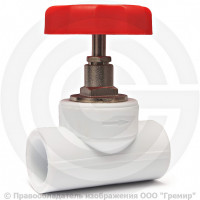 Клапан запорный (вентиль) PP-R белый Дн 25 90гр внутренняя пайка RTP (РосТурПласт)