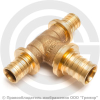 Тройник аксиальный бронзовый переходной для PE-X труб Дн 20-16-16 RAUTITAN PLATINUM RX Rehau