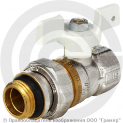 Кран латунный Ду-15 (1/2") Ру-40 ВР-"Американка" никель полнопроходной бабочка белая Aquasfera Standard 1127