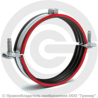 Хомут крепежный оцинкованный с резиновой прокладкой Ду-80 (Дн 87-92) (3") М8 б/к